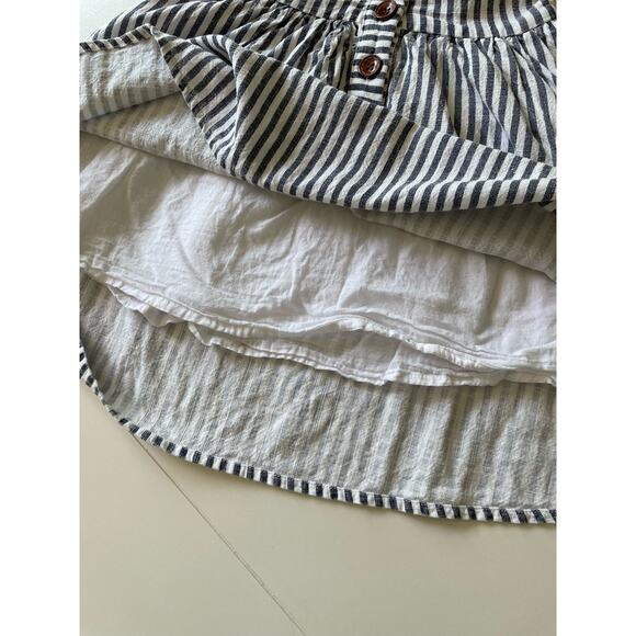 SWEET HONEY Toddler Girls 2T Striped Dress Pockets Cotton Linen Blue White - Picture 5 of 8